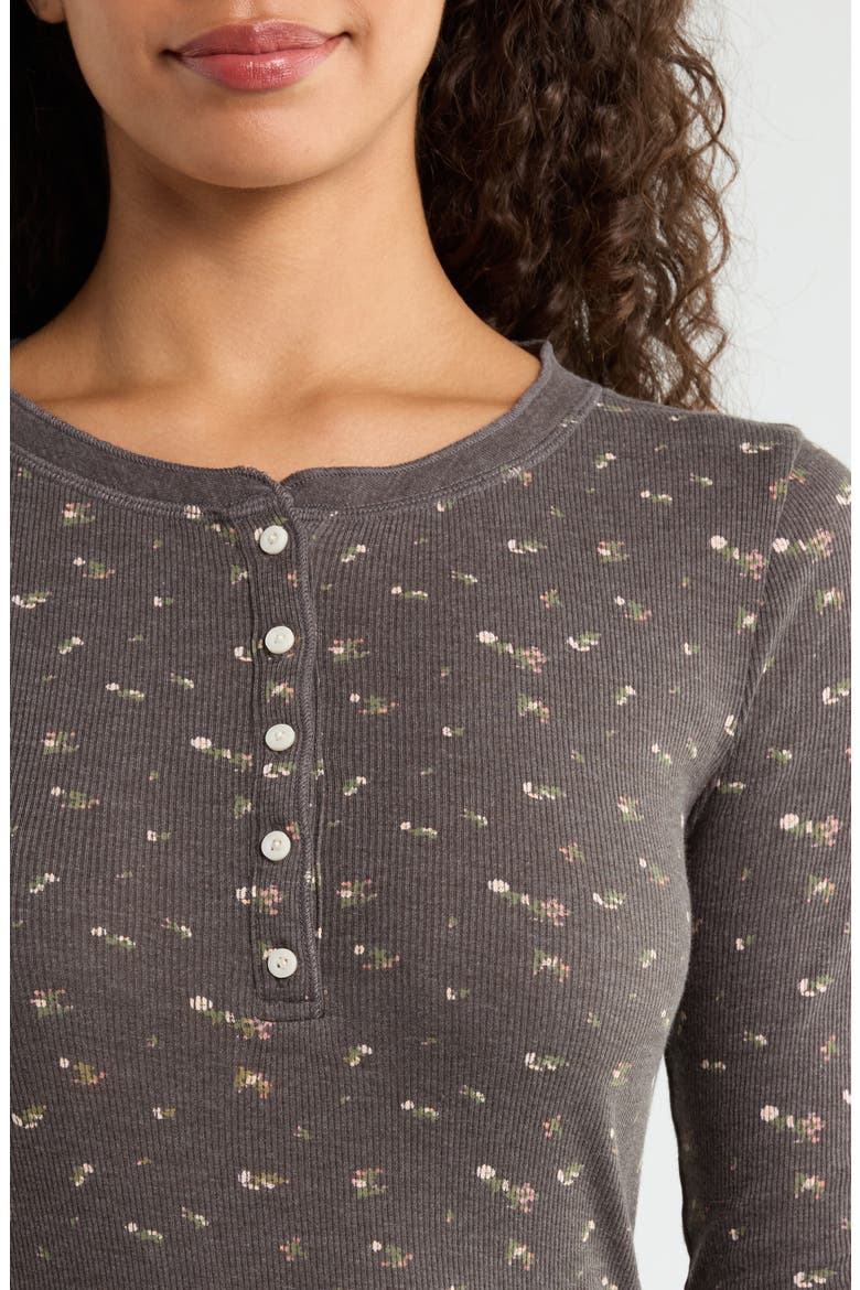 Rib Henley Top, Alternate, color, BLACK FLORAL