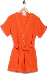 FRNCH Lika Tie Waist Cotton Romper