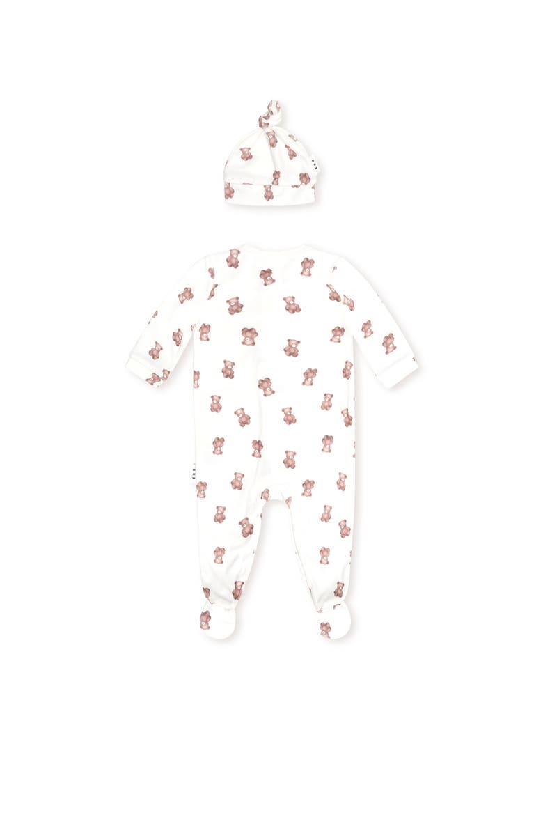 My First Hux Velour Romper And Beanie Set, Alternate, color, Almond Milk