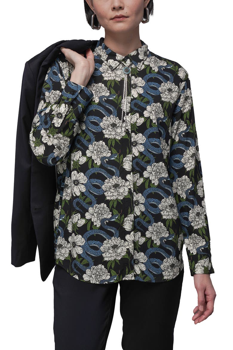 The Empower Long Sleeve Button Up, Main, color, GARDEN SNAKE OAT