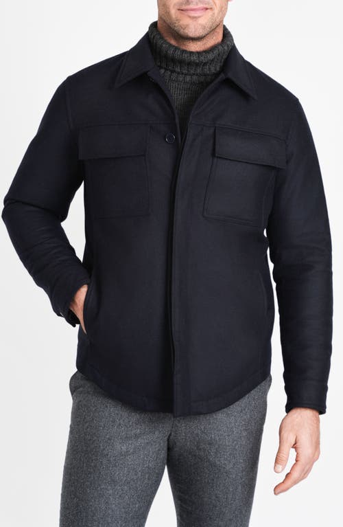 Norwegian Wool Waterproof Down Field Jacket in Navy 