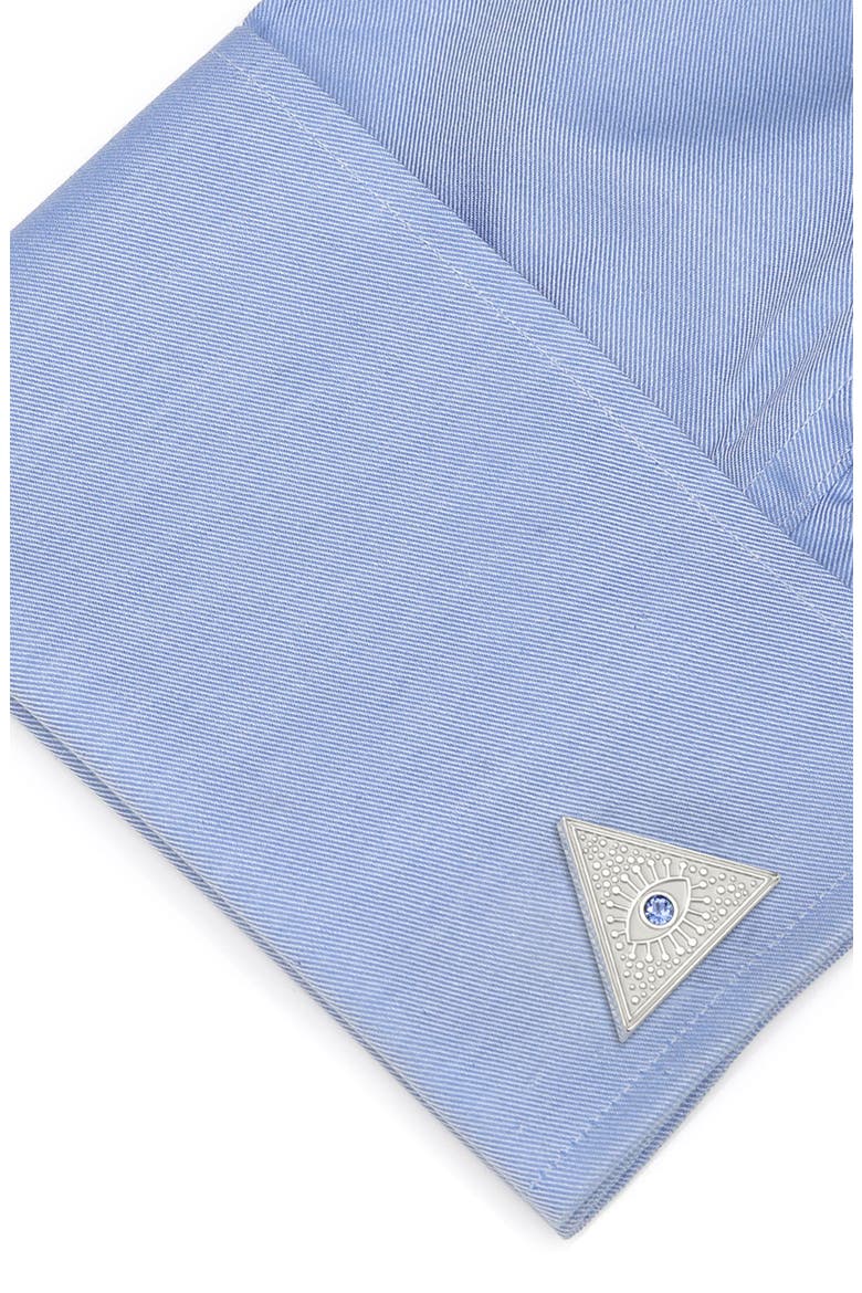 Evil Eye Amulet Cuff Links, Alternate, color, SILVER