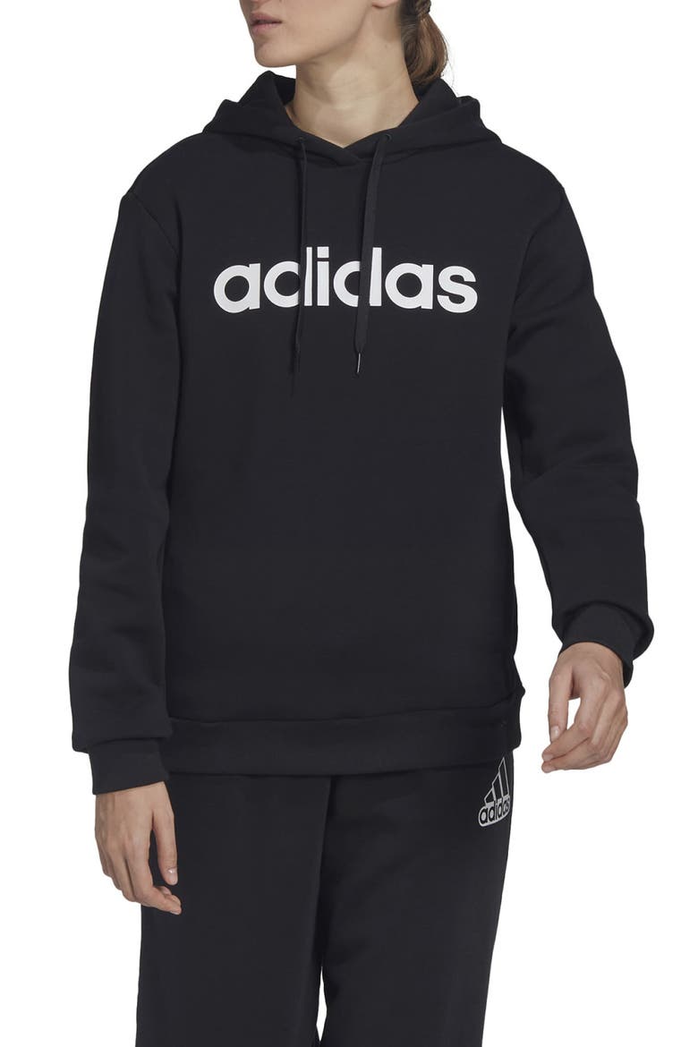 Essentials Fleece Hoodie, Main, color, BLACK/ WHITE