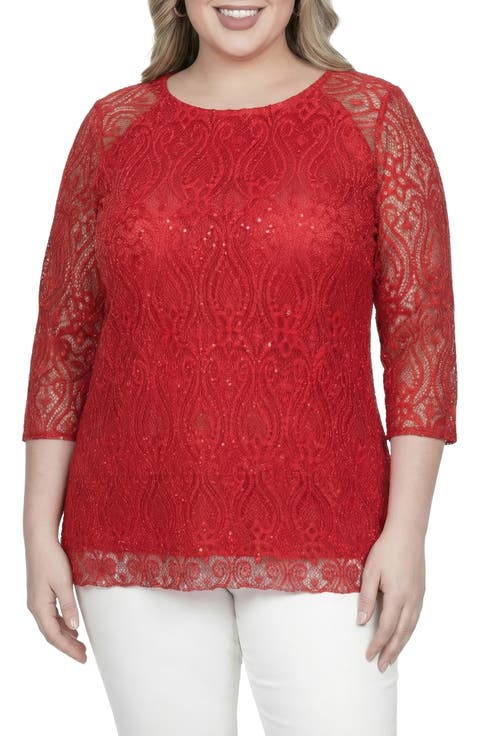 Sequin Lace Tunic Top (Plus)