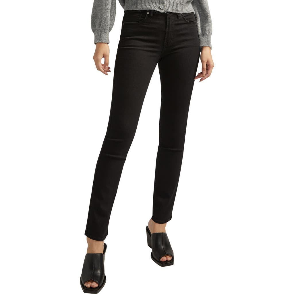 Silver Jeans Co. Avery Curvy High Waist Slim Straight Leg Jeans in Black  product