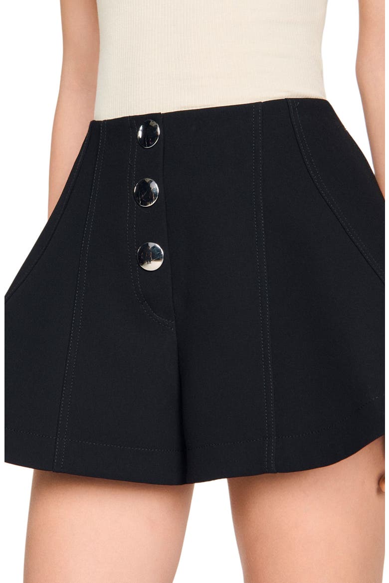 Press-stud flared shorts, Alternate, color, Black