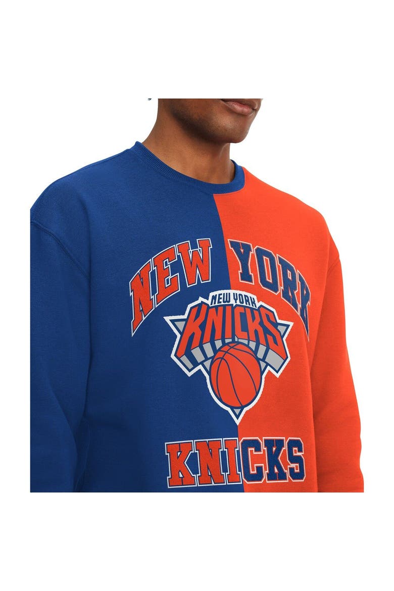 Men's Tommy Jeans Royal/Orange New York Knicks Keith Split Pullover Sweatshirt, Alternate, color, Royal