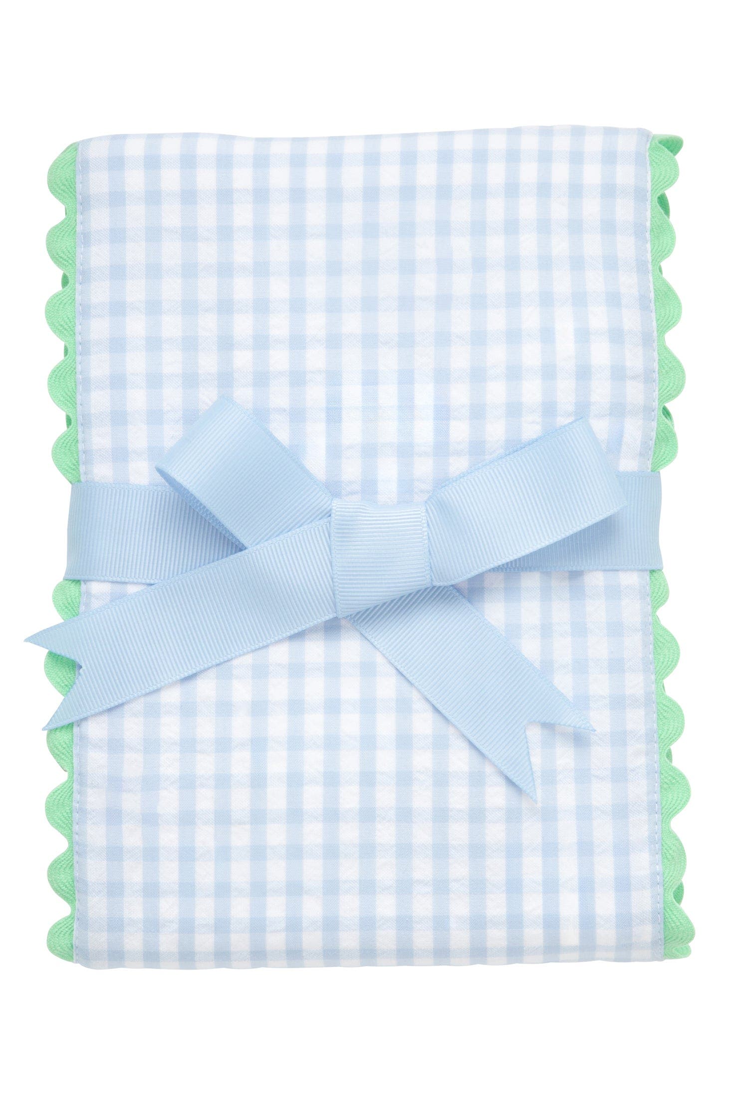 3 Marthas Big Check Fancy Fabric Burp Cloth in Blue/green Trim 