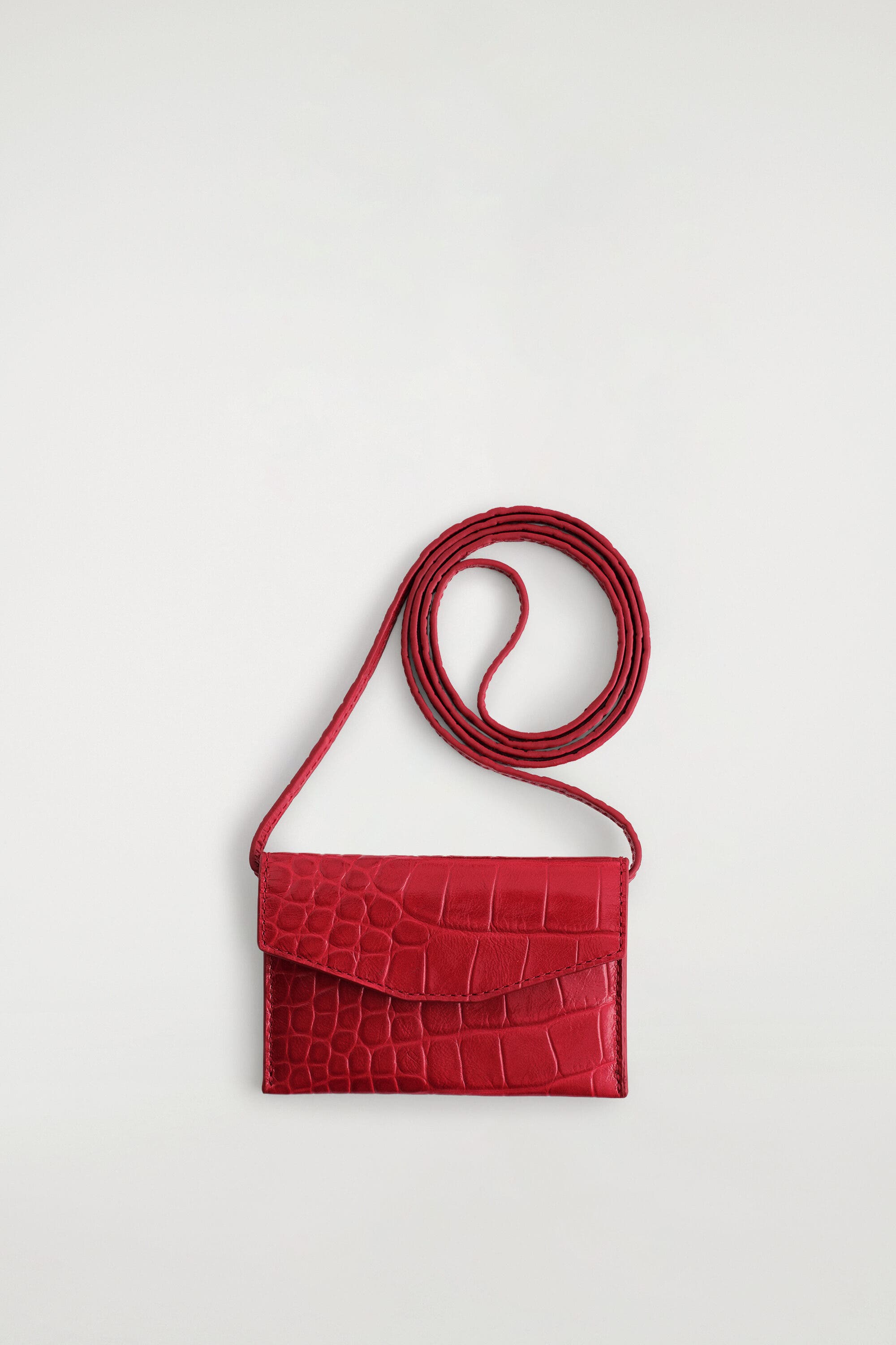 Leather Cardholder, Main, color, RED / CROC EFFECT