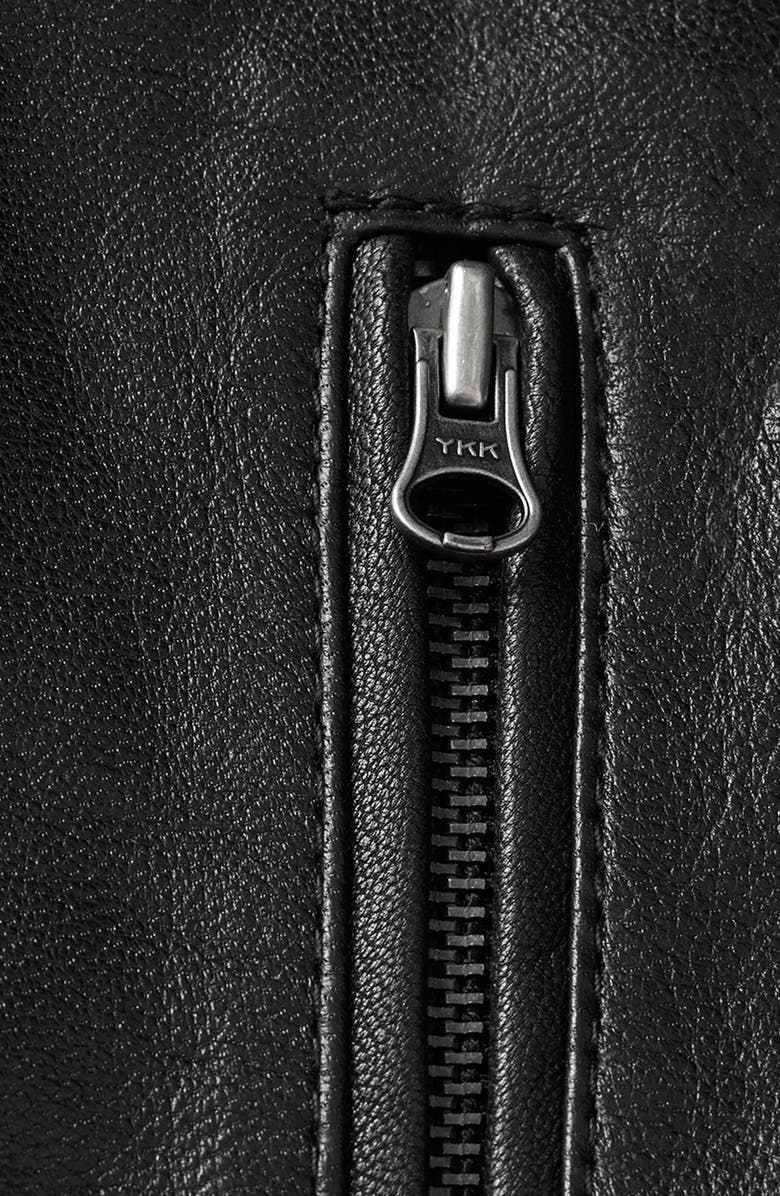 Topman Leather Bomber Jacket, Alternate, color, 