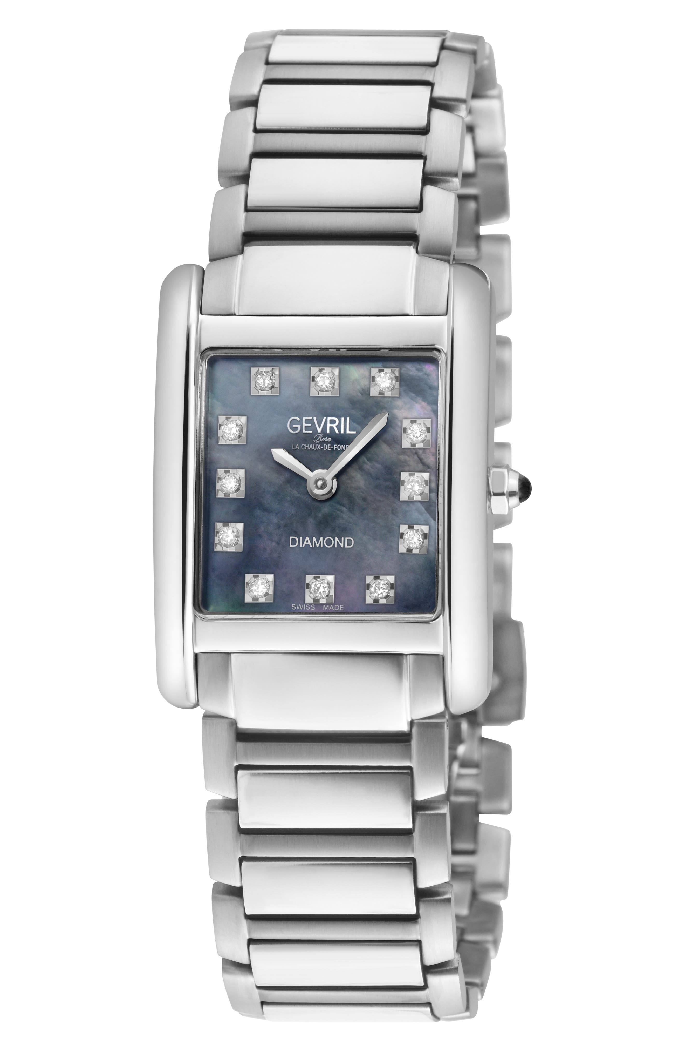 Regina Diamond Mother-of-Pearl Bracelet Watch, 26mm x 35mm