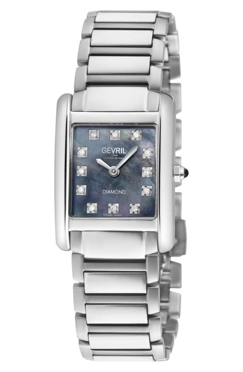 Regina Diamond Mother-of-Pearl Bracelet Watch, 26mm x 35mm