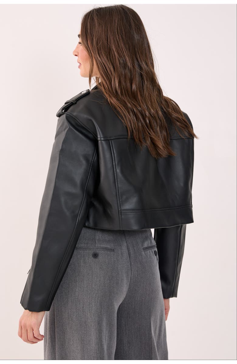 NASTY GAL Faux Leather Boxy Biker, Alternate, color, Black