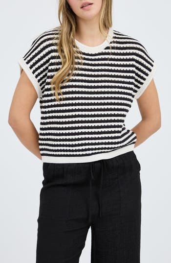 BLU PEPPER BLU PEPPER STRIPE SHORT SLEEVE SWEATER 