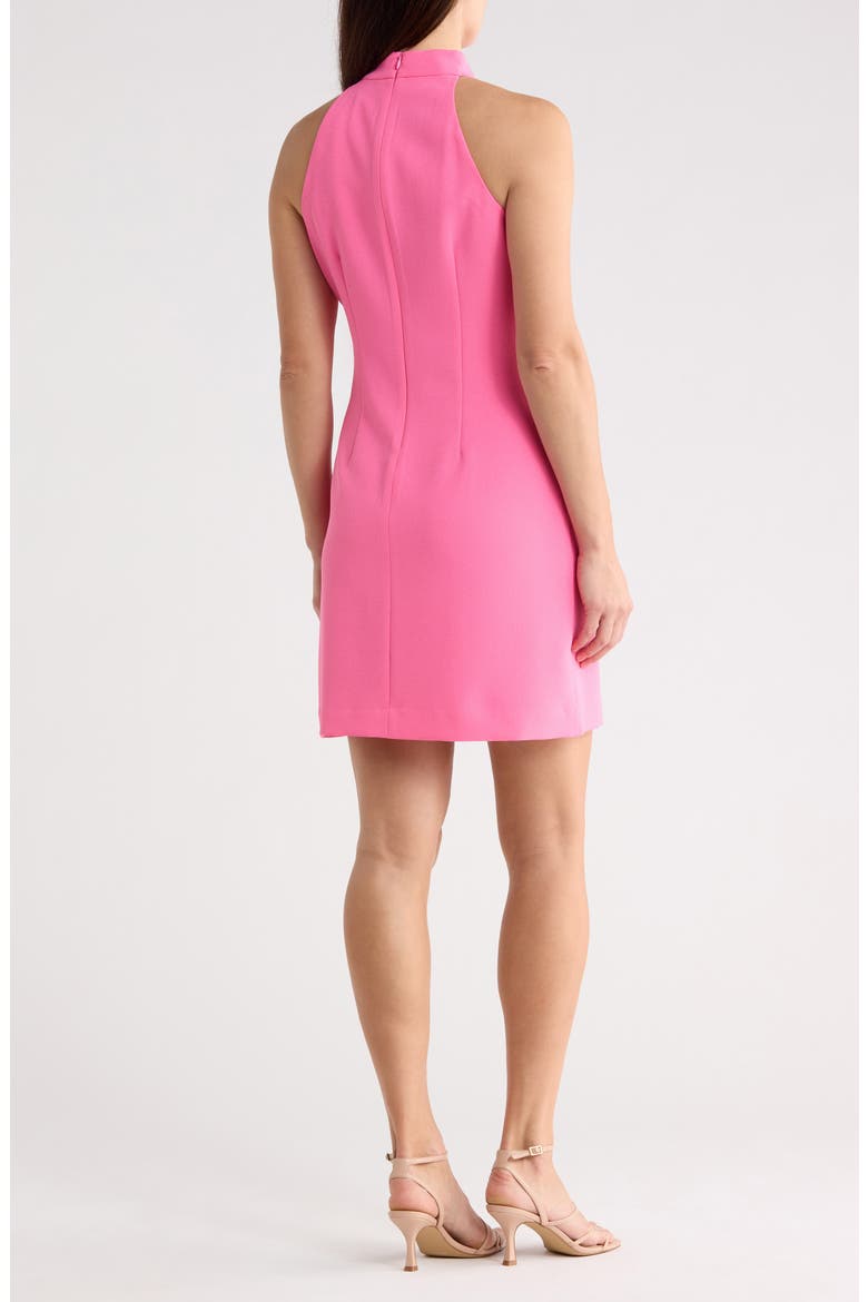 Bow Neck Sleeveless Signature Stretch Crepe Midi Dress, Alternate, color, LIPSTICK PINK