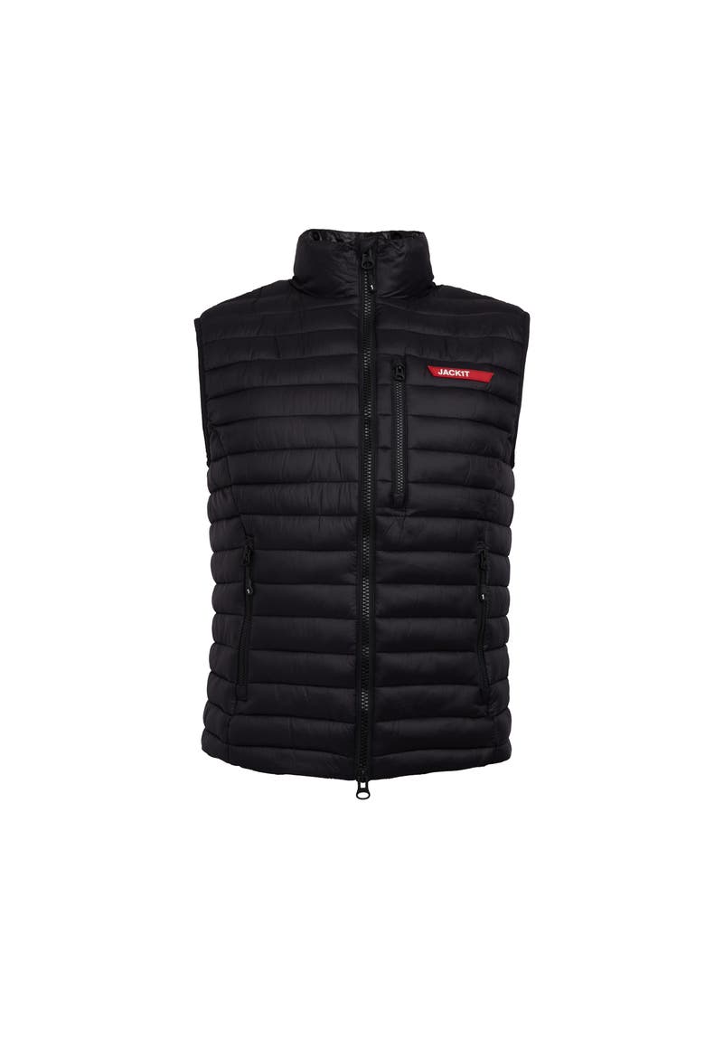 Satell1Te High Neck Sleeveless Gilet, Alternate, color, BLACK