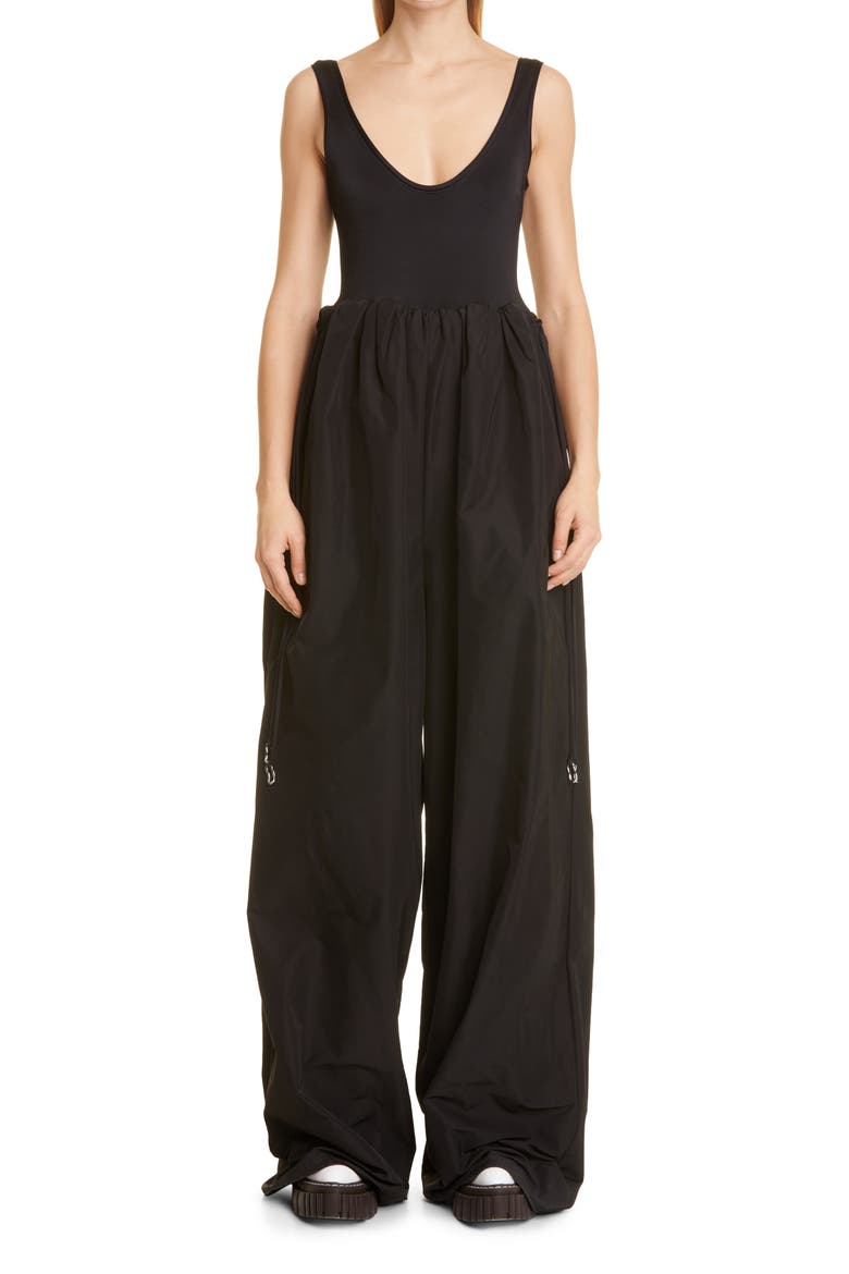 Leonardo Mix Media Jumpsuit, Main, color, BLACK