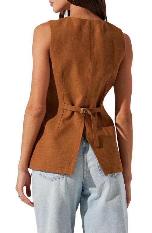 Astr The Label Sonja Asymmetric Button Vest In Brown