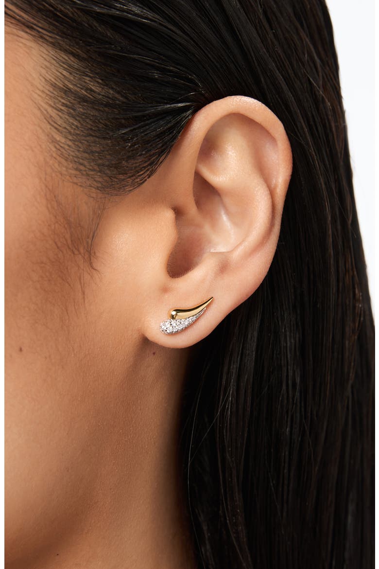 Lowen Cubic Zirconia Stud Earrings, Alternate, color, GOLD CLEAR