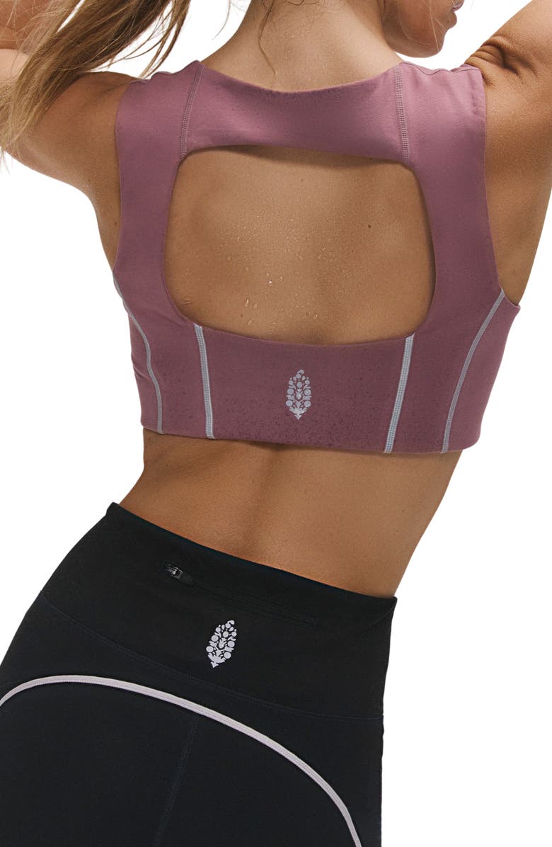 Free People FP Movement You're a Peach Sports Bra, Alternate, color, Aged Brick