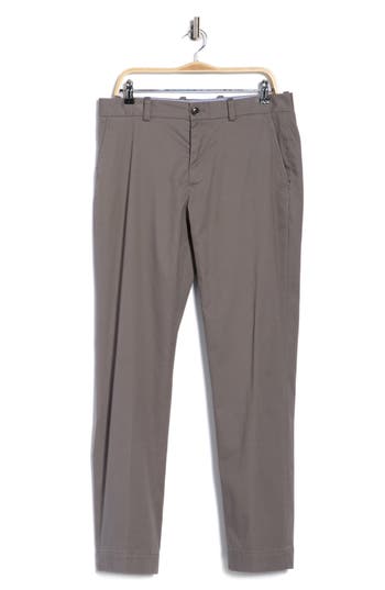 Brooks Brothers Stretch Cotton Straight Leg Pants In Gray