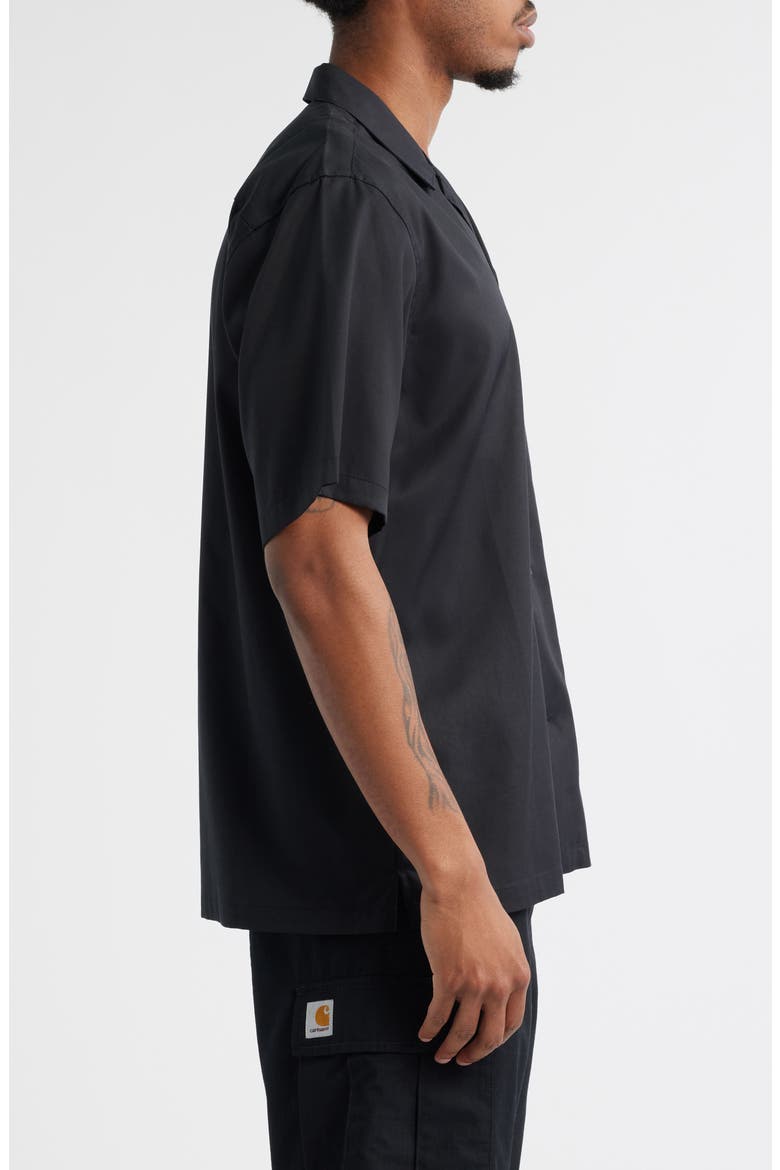 Delray Cotton & Lyocell Camp Shirt, Alternate, color, BLACK/WHITE