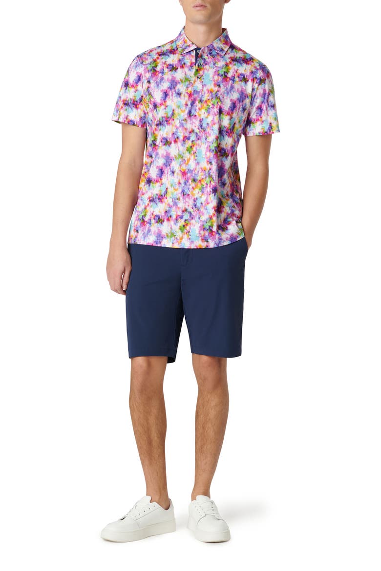 Hendrix Digital Watercolor Print Pima Cotton Polo, Alternate, color, FUCHSIA