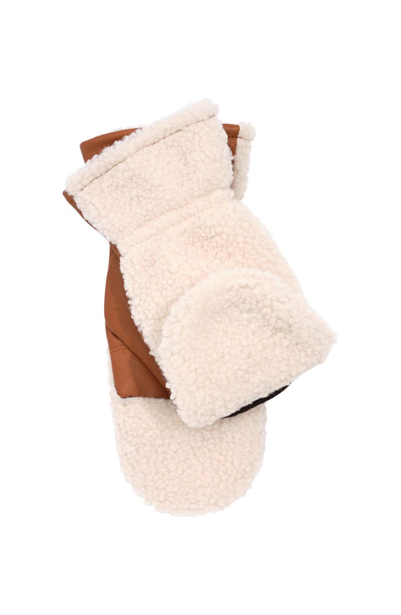 Faherty Fleece Pop Top Mitten, Alternate, color, Brown