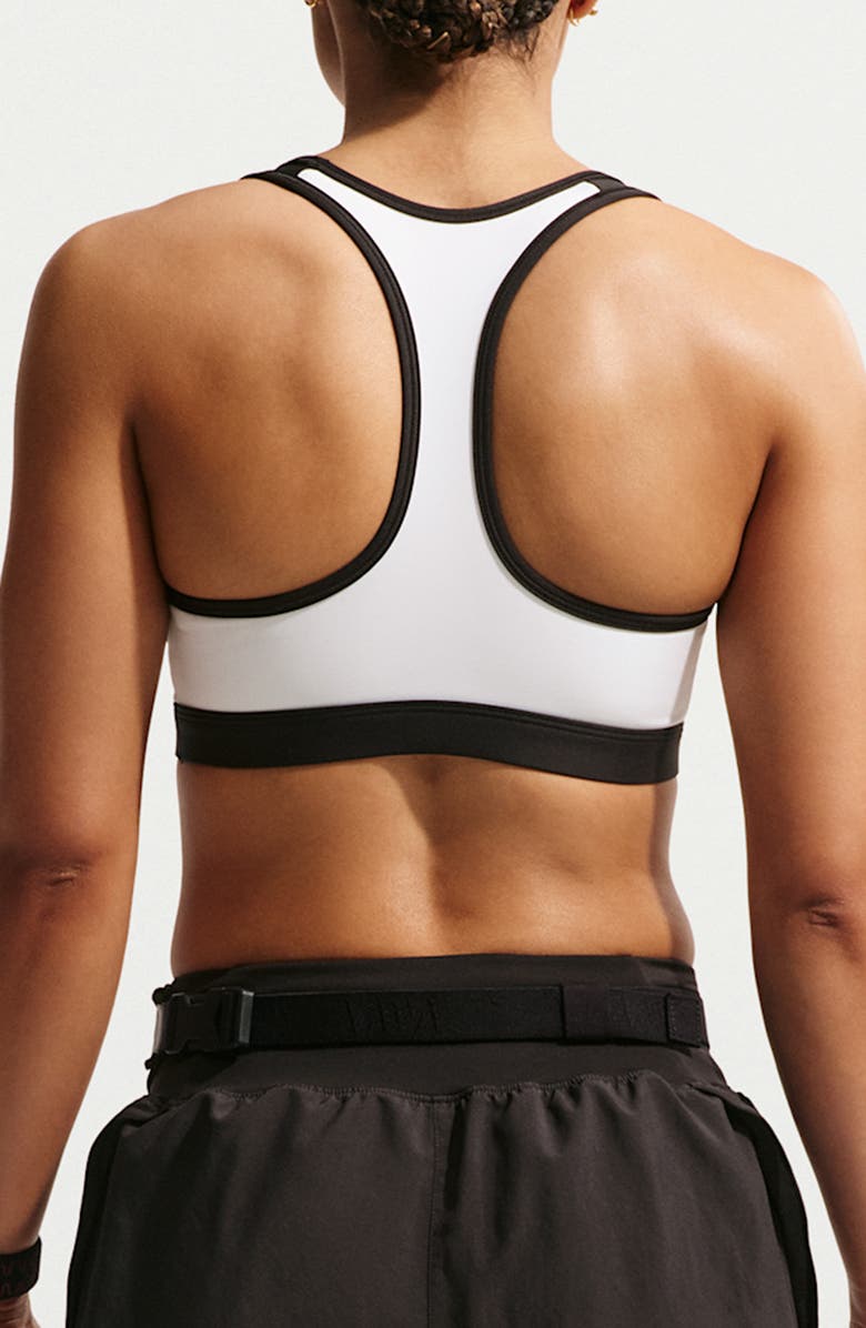 Nike Swoosh Dri-FIT Sports Bra, Alternate, color, White/ Black/ Black/ Black