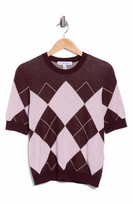 Argyle Short Sleeve Jacquard Sweater