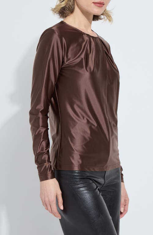 Lyssé Lysse Fatima Pleated Neck Satin Top In Brown