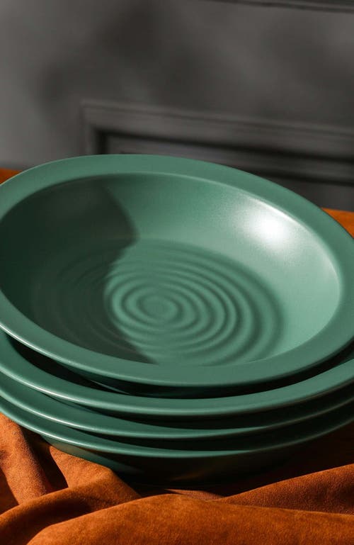 Stone Lain Orbit Stoneware 4-piece Pasta Bowl Set In Green