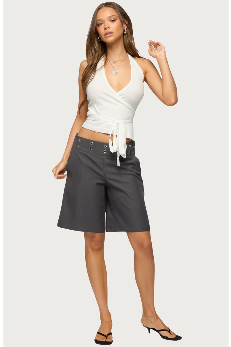 Grommet Low Rise Bermuda Shorts, Alternate, color, DARK-GRAY