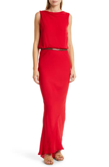Twp I Remember When Backless Silk Georgette Gown In Red