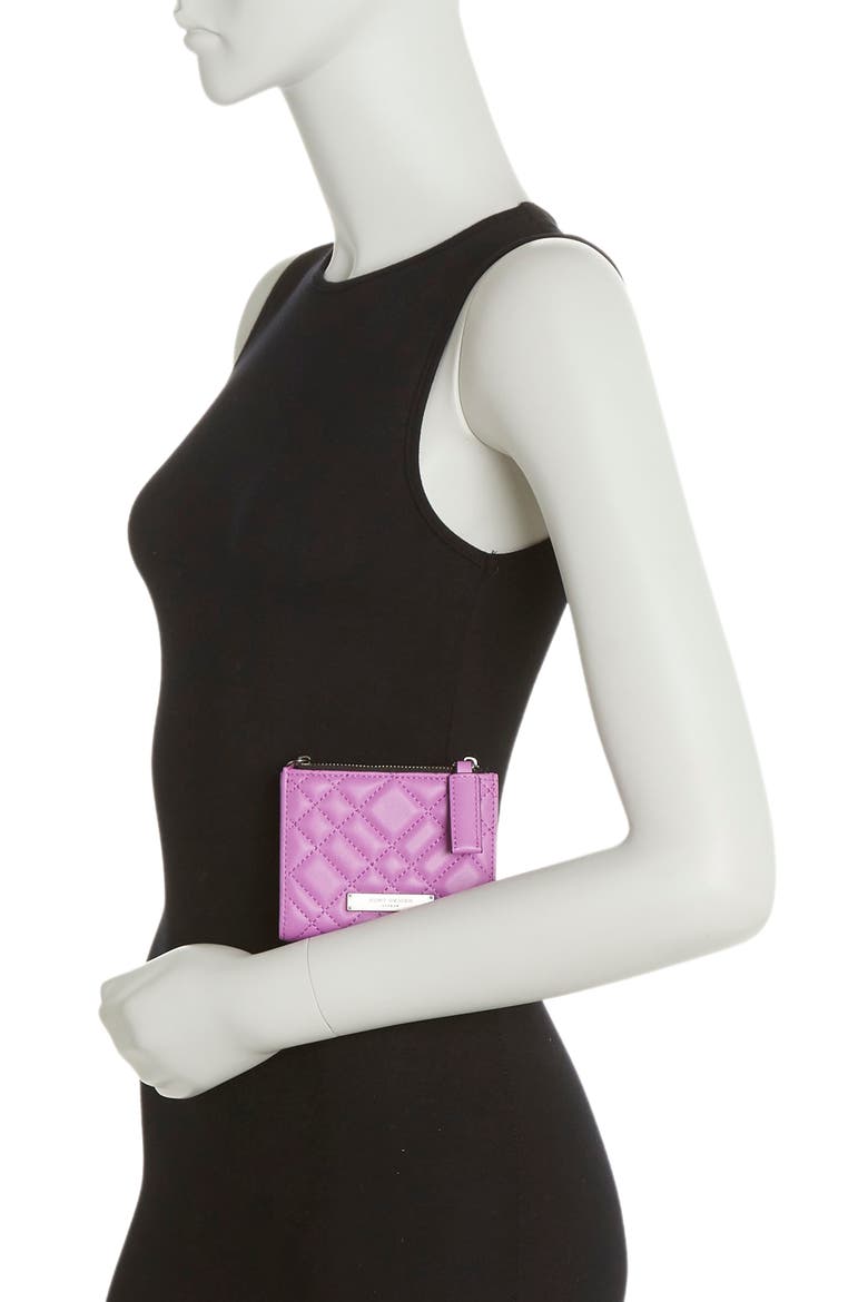 Quilted Leather Mini Wallet Purse, Alternate, color, PURPLE