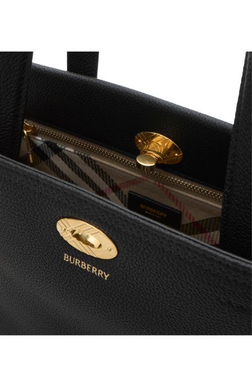 Burberry Mini Cotswold Grained Leather Top Handle Bag In Black