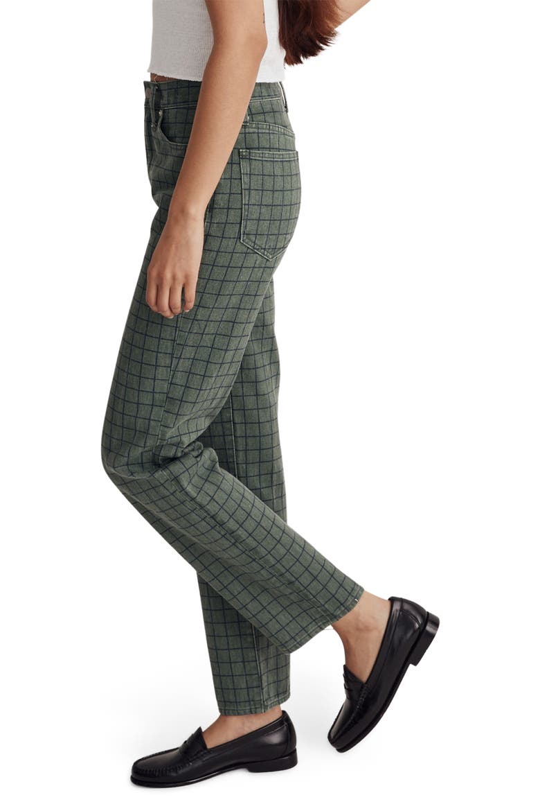 The Perfect Vintage Plaid High Waist Straight Leg Jeans, Alternate, color, FOREST