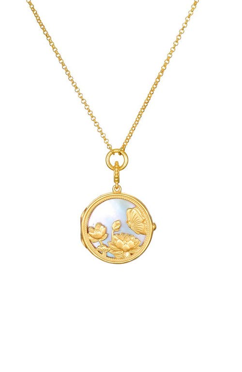 Satya Jewelry Take Flight Butterfly Pearl Locket Necklace in Gold at Nordstrom