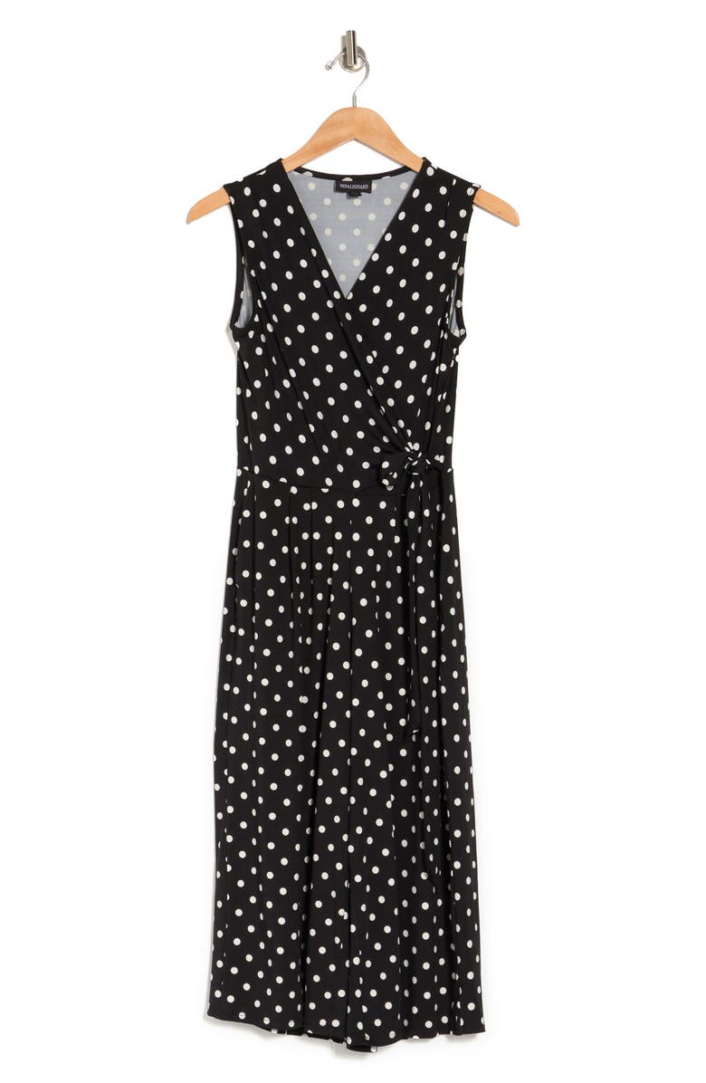 Nina Leonard Surplice Culotte Crop Jumpsuit, Alternate, color, Black/ Ivory Timeless Dot