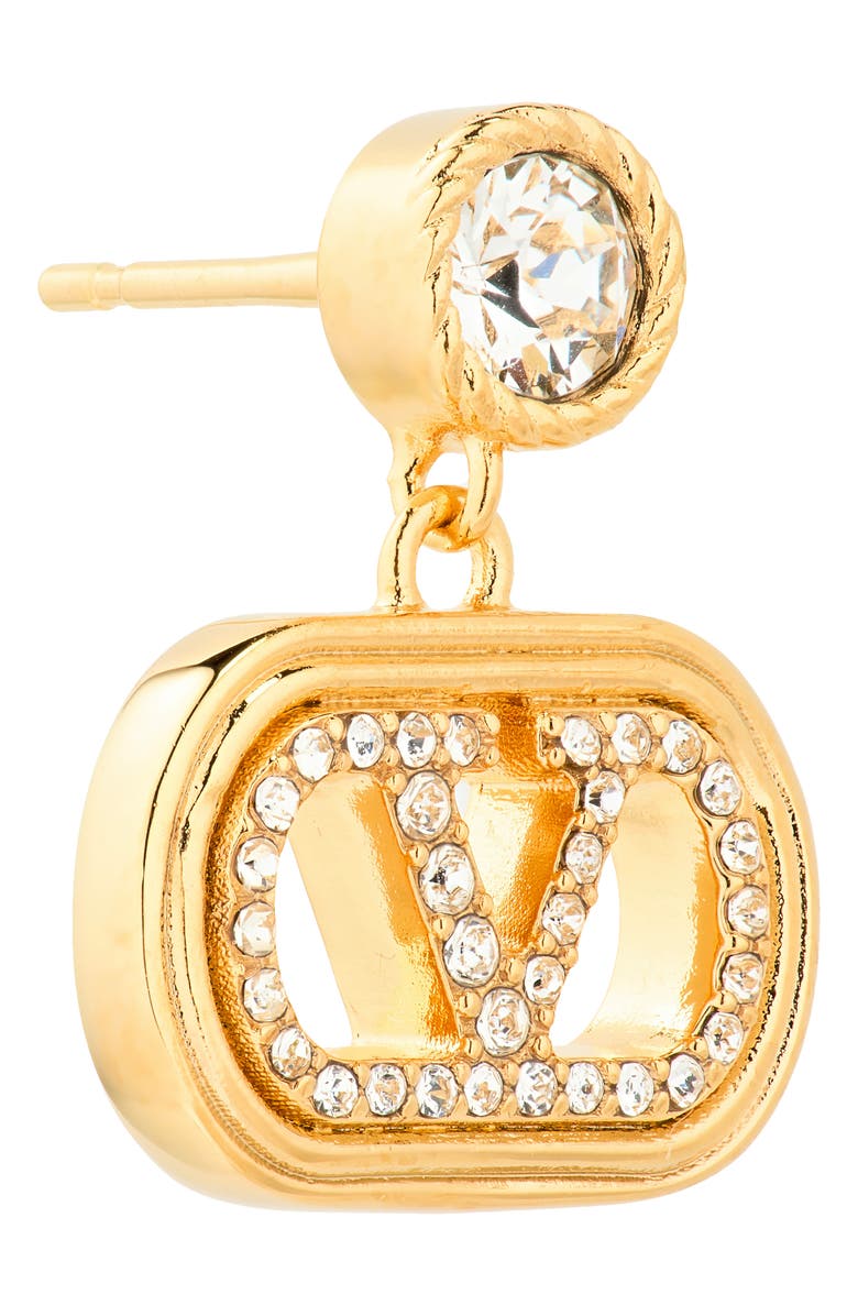 Valentino Garavani Ovalette Logo Drop Earrings, Alternate, color, Gold