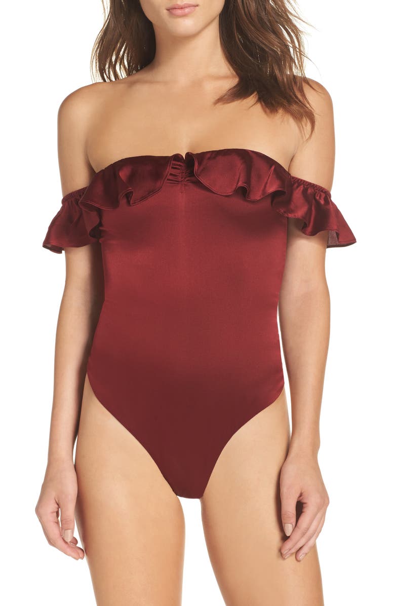 For Love & Lemons Virgo Ruffle Bodysuit, Main, color, 