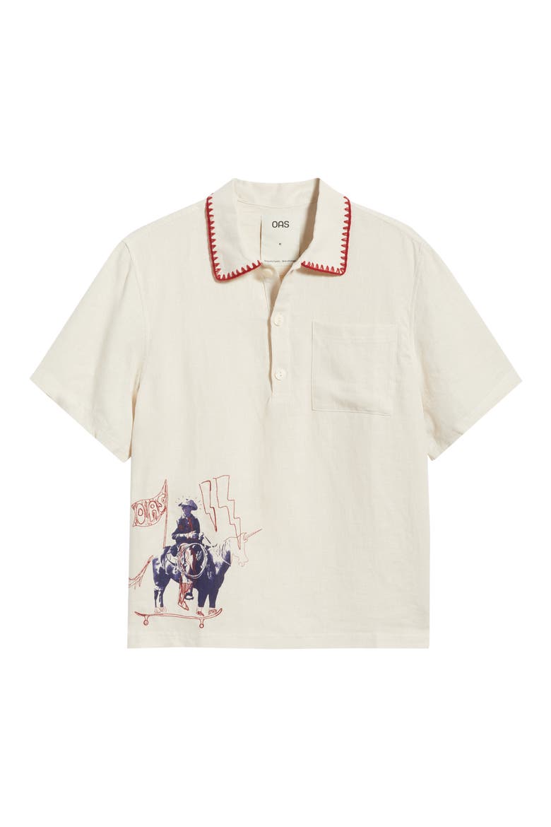 Bronc Girona Short Sleeve Linen Button-Up Shirt, Alternate, color, BEIGE