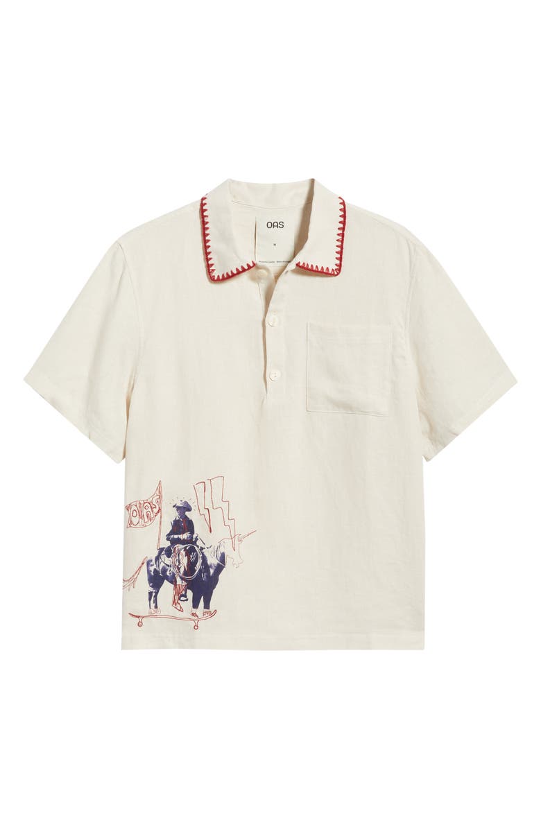 OAS Bronc Girona Short Sleeve Linen Button-Up Shirt, Alternate, color, Beige