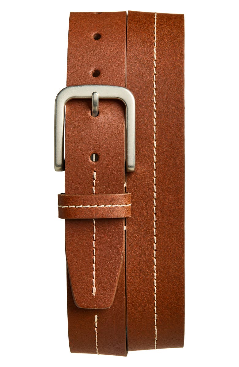Tommy Bahama Center Stitched Leather Belt, Main, color, Tan