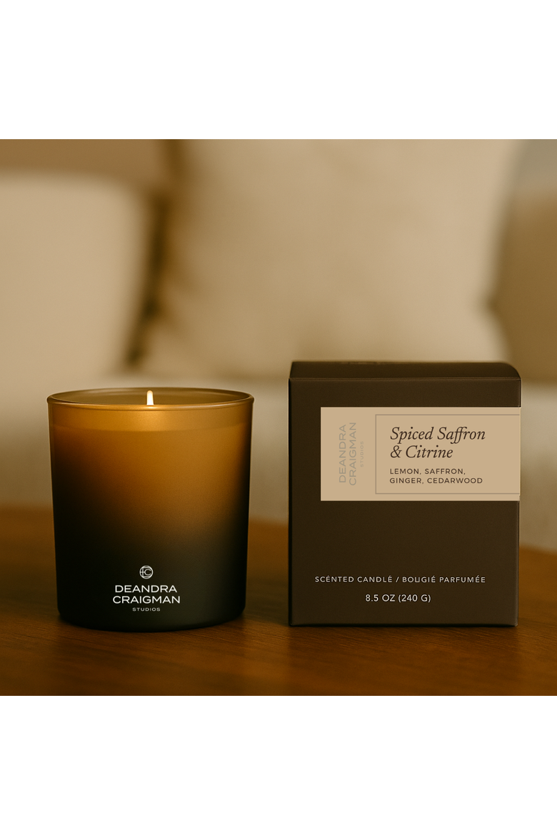 Spiced Saffron & Citrine Candle & Playlist, Alternate, color, Brown