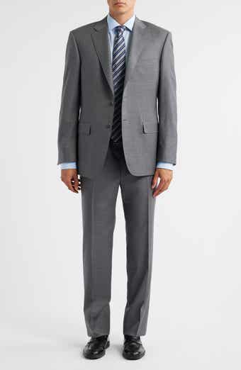 Canali Sienna Regular Fit Grey Pinstripe Wool Suit