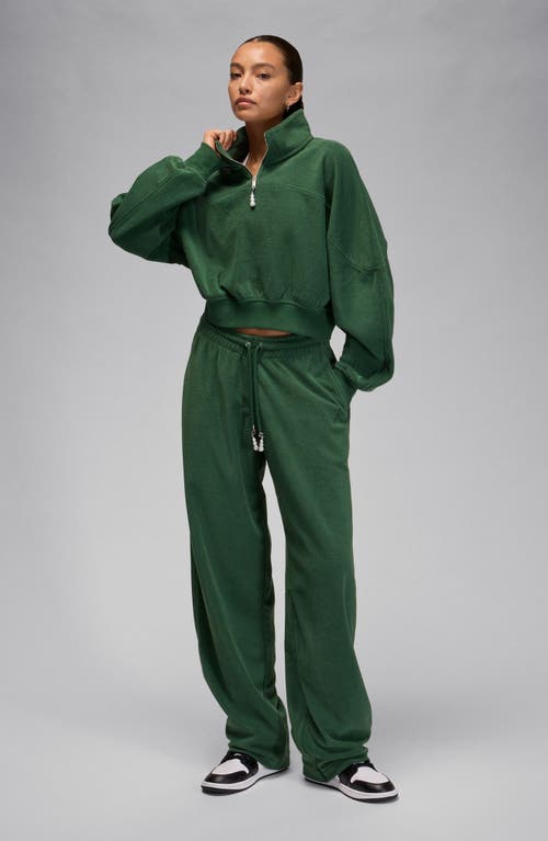 Jordan Flight Fleece Quarter Zip Crop Sweatshirt In Green