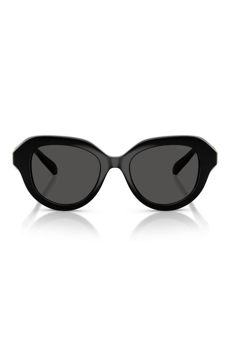 50mm Small Round Sunglasses, Main, color, BLACK / DARK GREY