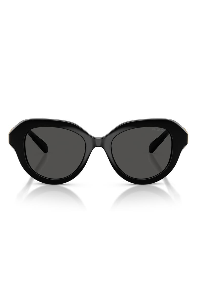 Swarovski 50mm Small Round Sunglasses, Main, color, Black / Dark Grey
