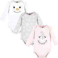 Hudson Baby Little Soft Cotton Long-Sleeve One-Piece 3Pk